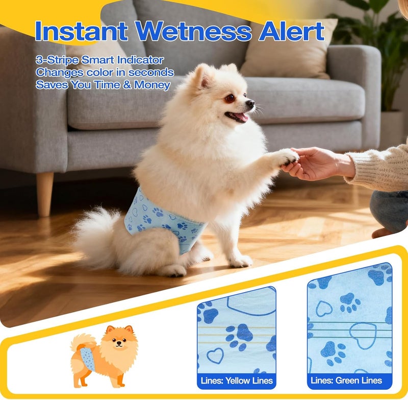 Flying Paws Male Dog Diapers with Wetness Indicator, Disposable Belly Band for Puppy Male Diapers, Doggie Wraps for Puppy Training, Incontinence (S, 26 Count) - Image 2